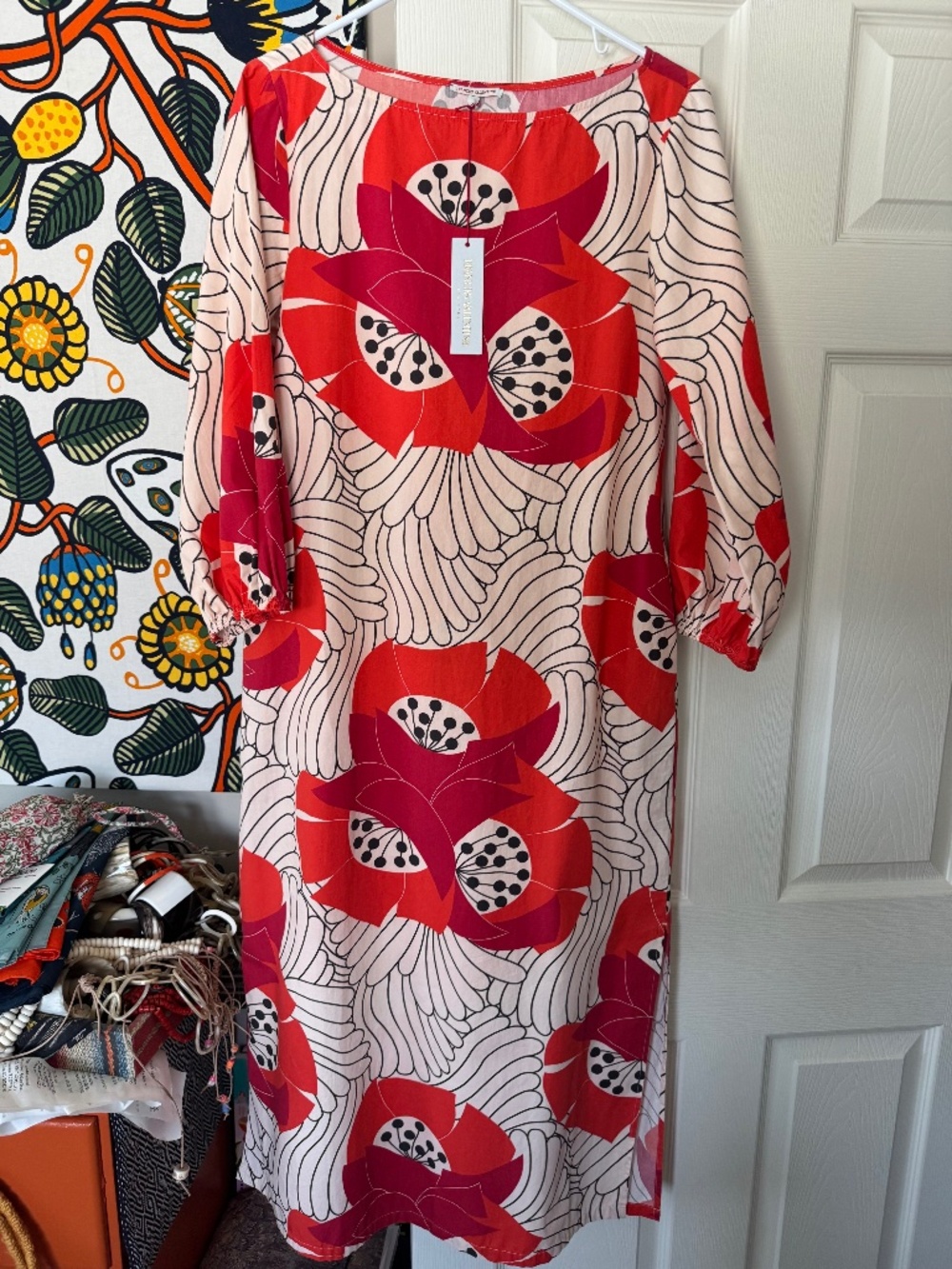 NWT, FRANCES VALENTINE, MINNOW DRESS IN DARLING JAPANESE POPPY PRINT - Picture 4 of 16